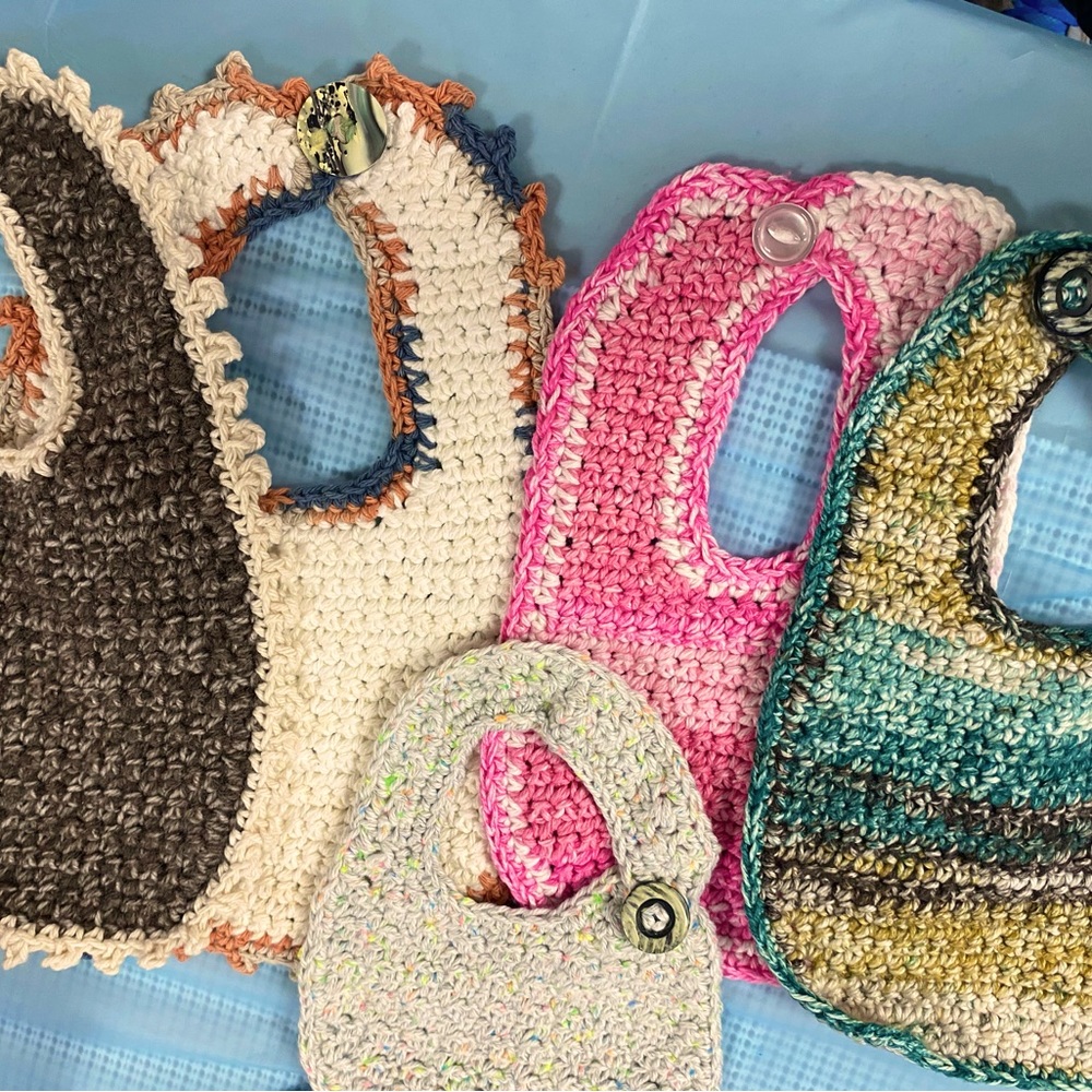 Handmade baby bibs assortment sizes and colors